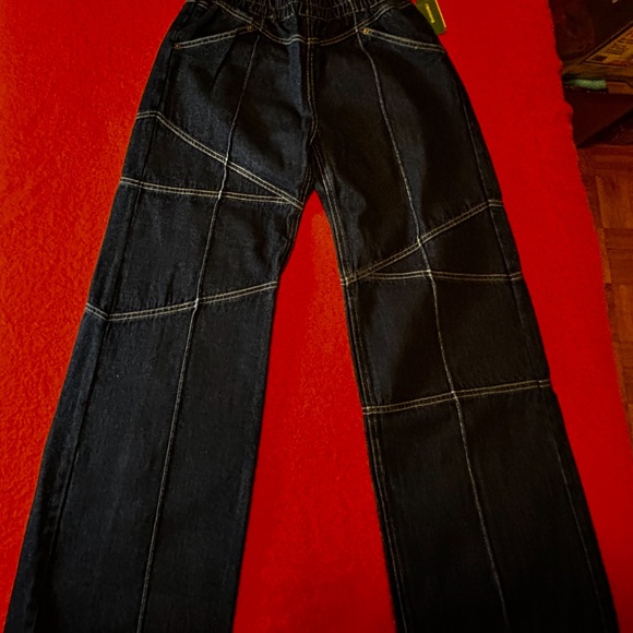 X-Girl dark wash elastic waist wide leg relaxed baggy jeans NWT - Picture 3 of 12